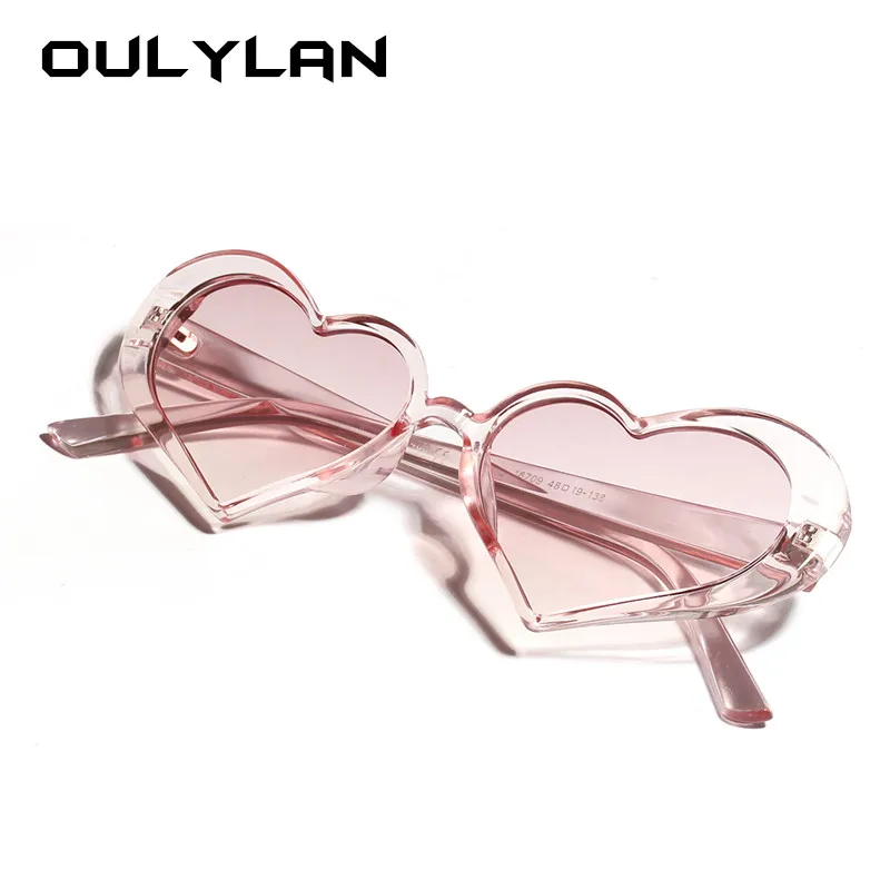 Женские солнцезащитные очки Oulylan розовые в форме сердца с прозрачными