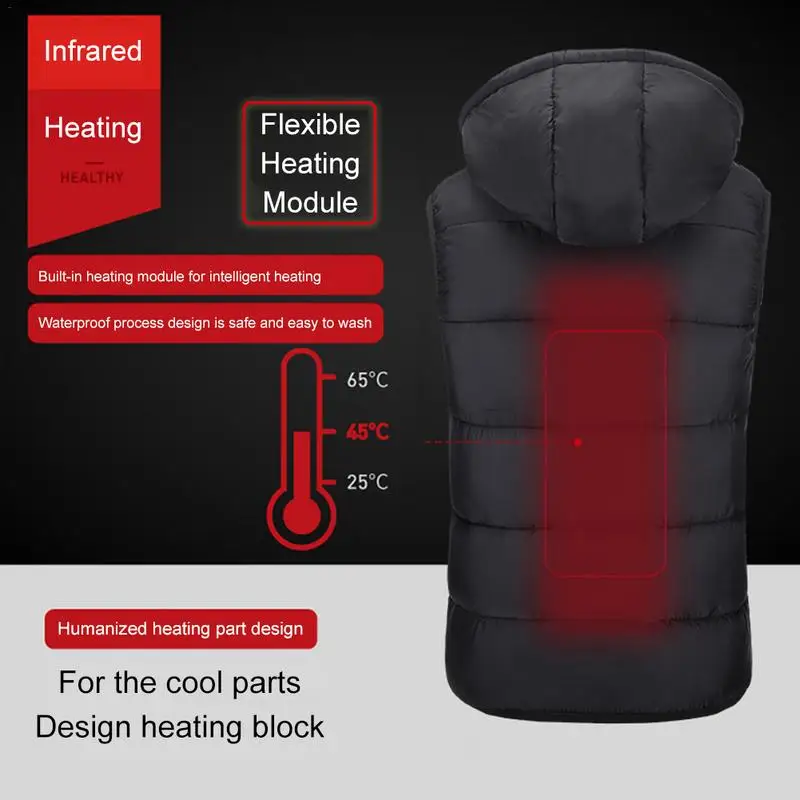 

Winter Down Youth Warm Jacket USB Charging Cotton Smart Heating Vest Hooded Electric Cotton Clothing USB Heating Coat Winter