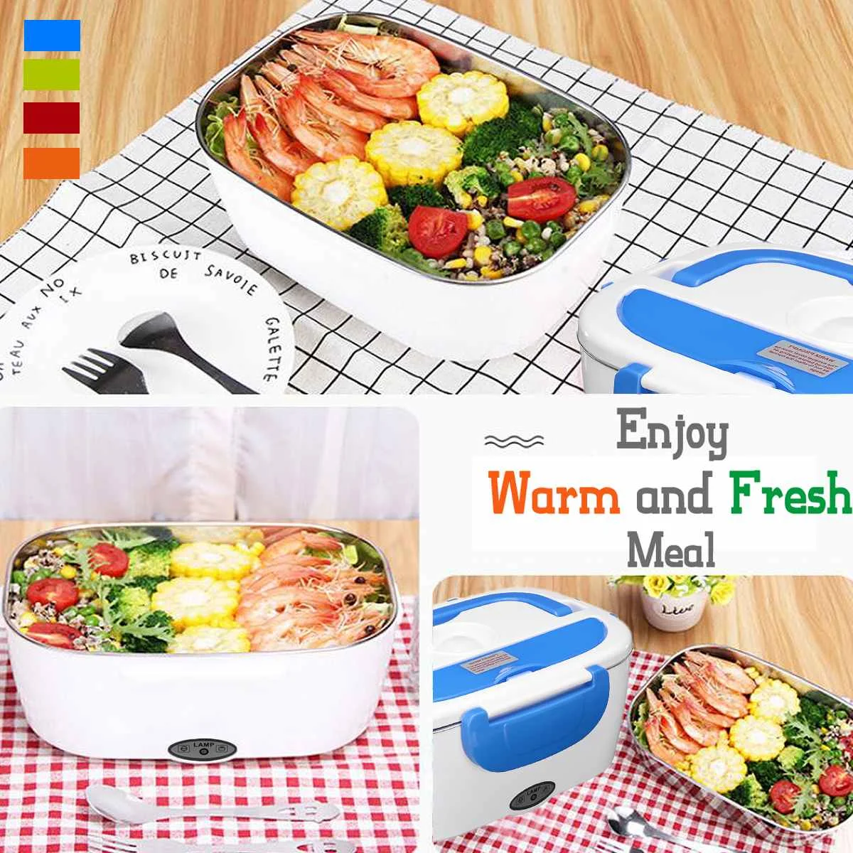 

Portable Electric 12V 1.5L Heated Lunch Box Bento Boxes Auto Car Food Rice Container Warmer For School Office Home Dinnerware