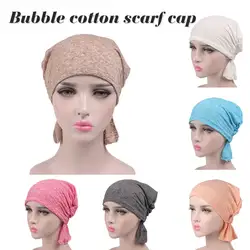 Для Женщин Цветок хлопок мусульманских рюшами Рак химиотерапия шляпа Beanie шарф Тюрбан, повязка на голову Кепки Бесплатная