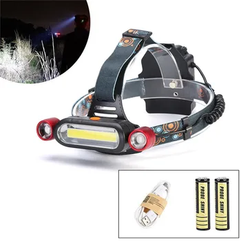 

Portable 1300LM 2 x T6 LED COB Rechargeable 18650 Battey USB Rechargeable Headlamp Multifunctional Outdoor Biking Fishing Torch