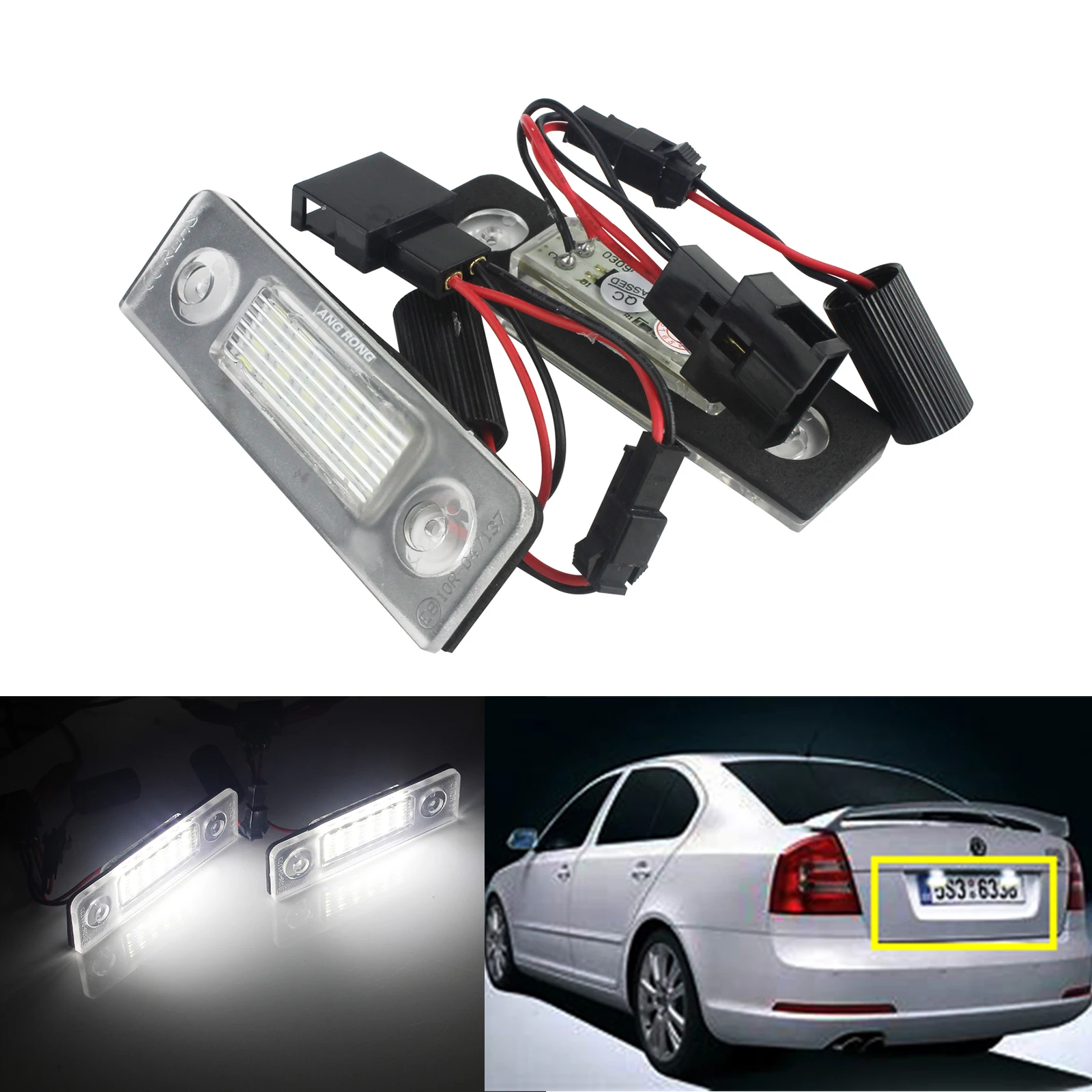Светодиодный светильник ANGRONG 2x 18SMD для номерного знака Skoda Octavia 1Z 2004 2013 Roomster 5J 06 15