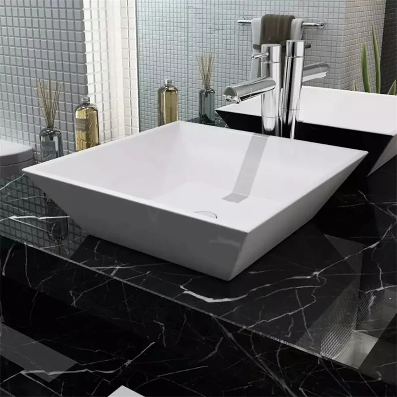

VidaXL Basin Square Ceramic White 41,5x41,5x12 Cm Made Of Premium Ceramic Suitable For Any Bathroom Washroom Or Powder Room