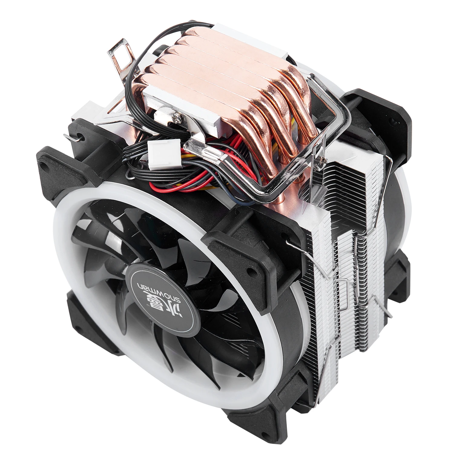 Снеговик 4PIN кулер для процессора 6 heatpipe RGB светодиодный двойной вентилятор охлаждения 12 см вентилятор LGA775 1151 115x1366 Поддержка Intel AMD