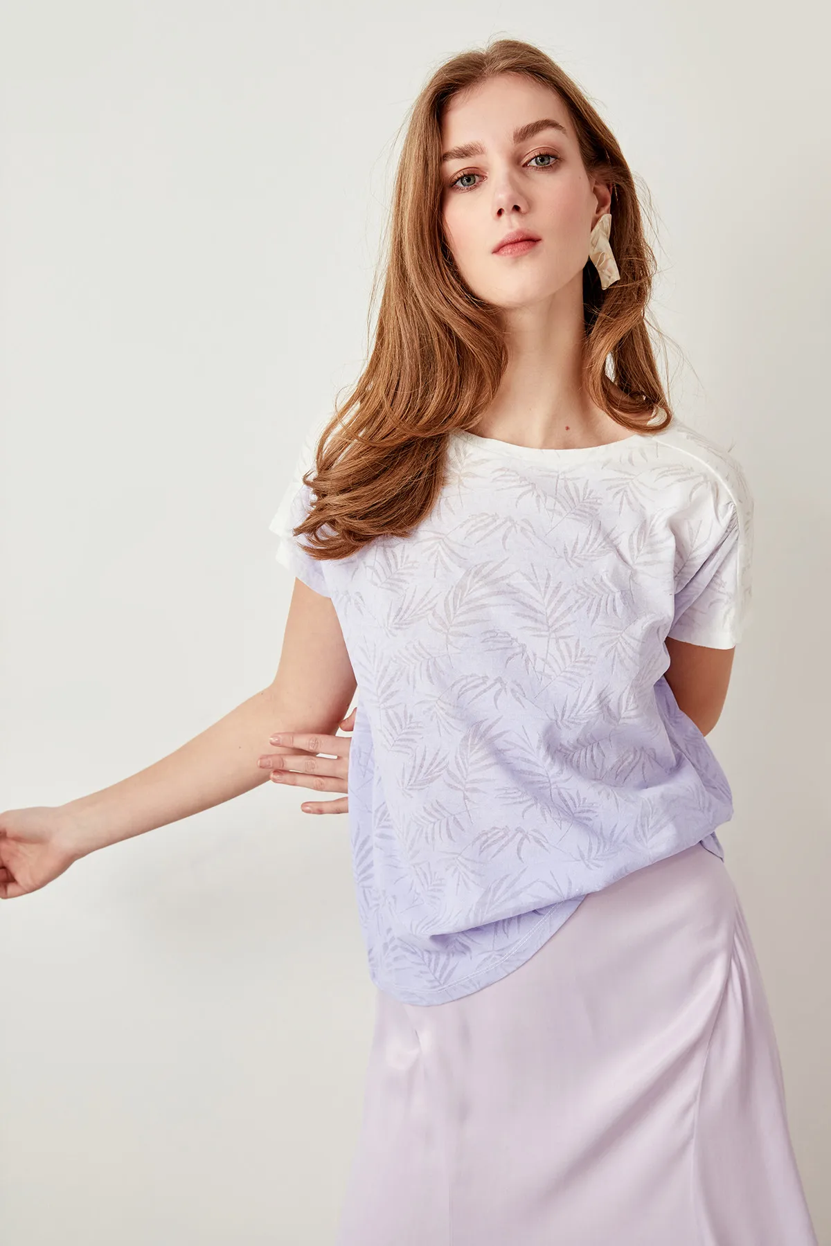 Trendyol Lila Pass цветные трикотажные футболки TWOSS19AD0015 | Женская одежда