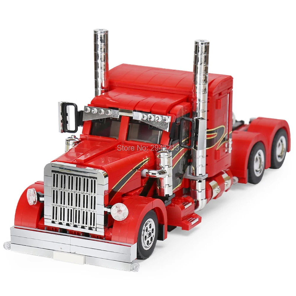 

hot LegoINGlys technic creators Heavy duty truck red head cargo vehicles MOC Building Blocks model bricks toys for children gift