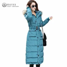 Большой меховой воротник, фиолетовый пуховик, Зимняя Толстая теплая куртка с гусиным пером, плюс размер, тонкая женская верхняя одежда с капюшоном, Oka735