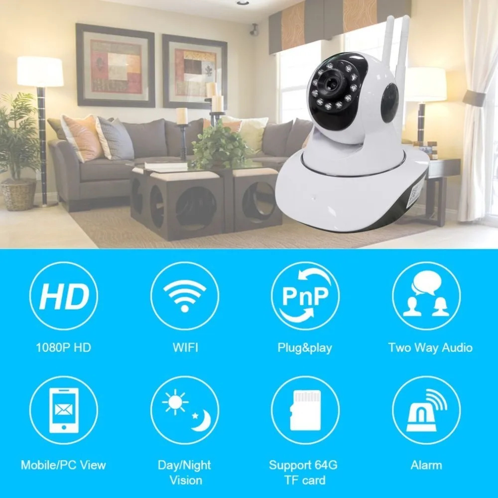 

1080P IP Camera High Resolution CCTV Cameras Wireless Built-in IR-cut Security System Monitor Night Vision Box Camera US,EU,UK