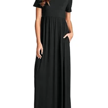 Летние женские макси длинные платья ZANZEA повседневное свободное одноцветное платье с круглым вырезом размера плюс вечерние платья с коротким рукавом и высокой талией Vestido