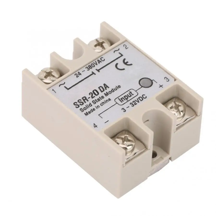 SSR 20DA DC Control AC 20A твердотельный релейный модуль вход 3 32V to 24 380V релейная плата
