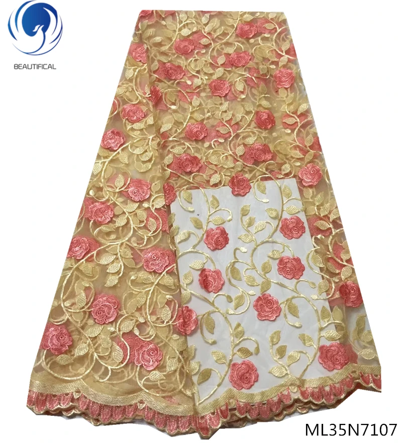 

Beautifical french net lace fabrics african lace fabric 2019 Embroidered fabrics dress for women wedding 5yards/lot ML35N71