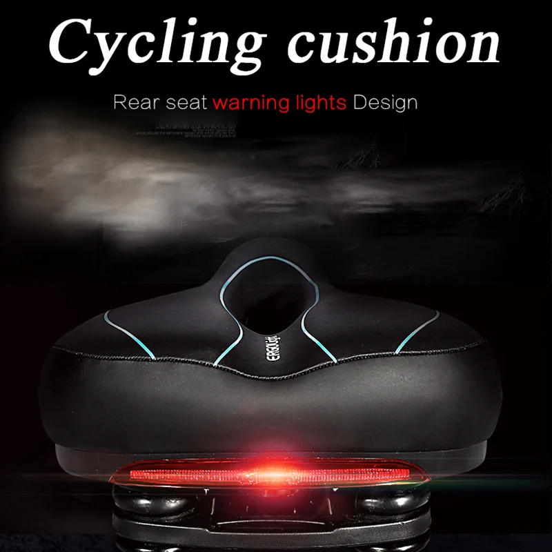 

Mountain Road Comfort MTB Seat Mat Cushion Leather Bicycle Seat Memory Foam Padded Leather Bike Seats With Warning Taillights