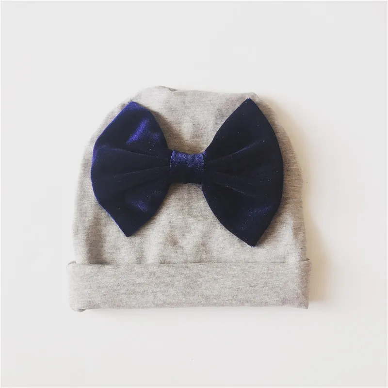 

Gold Velvet Hat Kids Autumn Winter Beanie Cap Photography Props Bowknot Elastic Turban Hat Little Girls Hair Bows Accessories