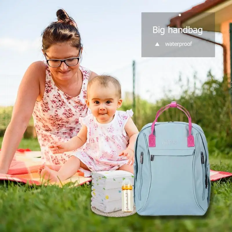 Простая однотонная водонепроницаемая сумка для подгузников для мам, большая Вместительная дорожная коляска для кормления, Детские рюкзаки для ухода за ребенком