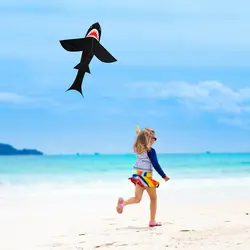 69*69 дюймов Однолинейный змей акулы для детей и взрослых открытый пляж воздушный змей с веревкой и ручкой
