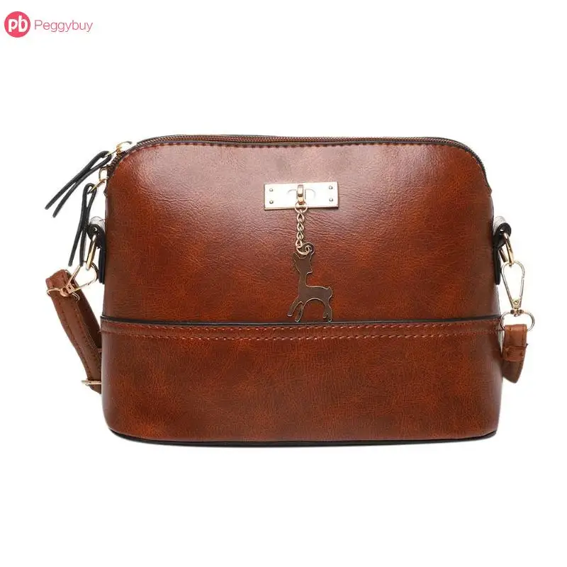 

Elegant Women Sling Oil Wax Leather Shell Bag Fashion Luxuxy Deer Satchel Female Shoulder Crossbody Bags
