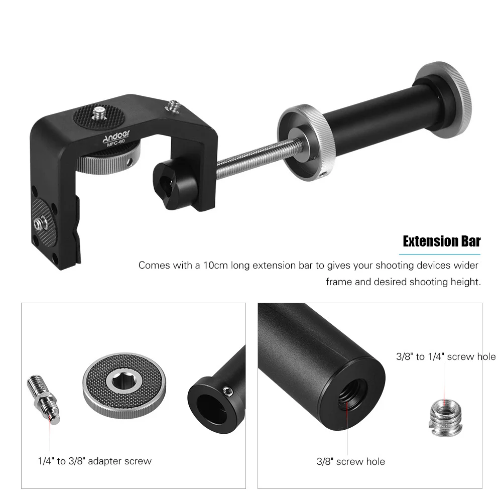 Фотосъемка Andoer MFC-60 сверхмощный стол дерево зажим многофункциональный c-образный зажим стеклянный зажим для GoPro экшн-камеры для DSLR