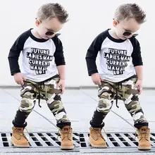 Pudcoco/Одежда для мальчиков камуфляжная одежда для маленьких мальчиков футболка+ штаны, брюки комплект из 2 предметов
