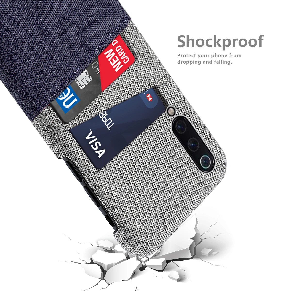 For Xiaomi Mi 9 Case Fabric Cloth Woven Cards Holder Slim Anti-Scratch Hard PC Back Cover For Xiaomi Mi9 Mi 9 SE Redmi 7 GO Case