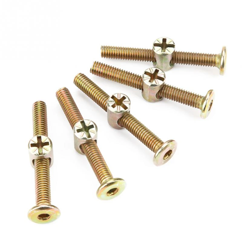 Wobythan 10PCS M6 Carbon Steel 50mm Furniture Bolts with 6mm Barrel Nuts Connector Fastener Wobythan 10PCS M6 Carbon Steel 50mm Furniture Bolts with 6mm Barrel Nuts Connector Fastener