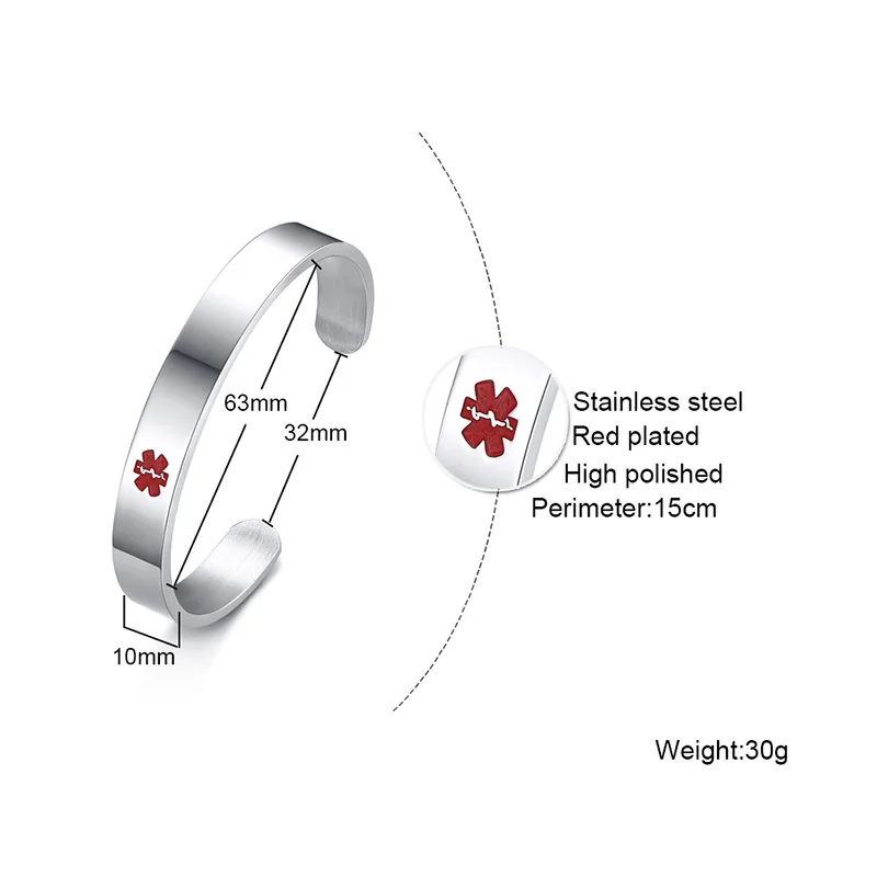Персонализированные манжеты браслет мужской медицинский диабетический ID браслет Аллергия Предупреждение лекарство ручной штамповкой Pulseira