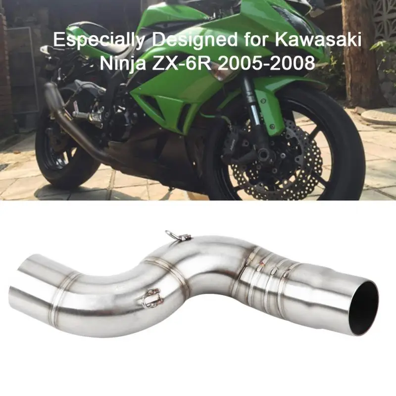 

Motorcycle Exhaust Mid-Pipe Middle Pipe Link Connect Adapter for Kawasaki Ninja ZX-6R 2005 2006 2008 Exhaust Muffler Middle Pipe