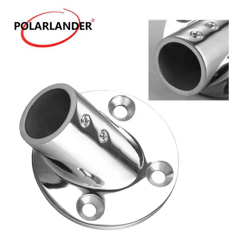 1 Pc Stainless Steel 1" /25mm Pipe Round Base Railing 45 Degree Bottom Socket Hardware for Boat Marine Yacht |