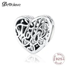 Devolove Подлинная 925 стерлингового серебра ажурная мать сын бусина-Шарм для Pandora браслет и браслет ювелирные изделия P0740 дропшиппинг