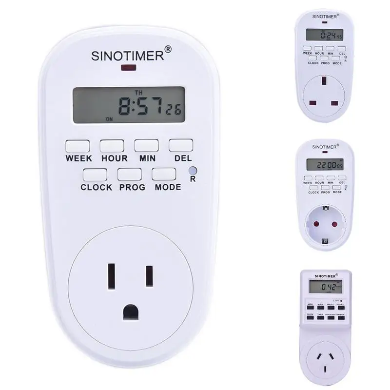 

IP20 Electric Plug-in Timer Switch Wall Clock Power Socket Digital Time Control 7 Day Weekly Programmable 3000W EU US AU UK Plug