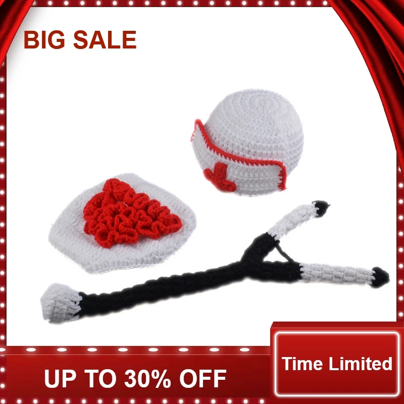 

Knitted Newborn Doctor Nurse Photo Props Costume Baby Hat with Diaper Cover and Stethoscope Infant Gift