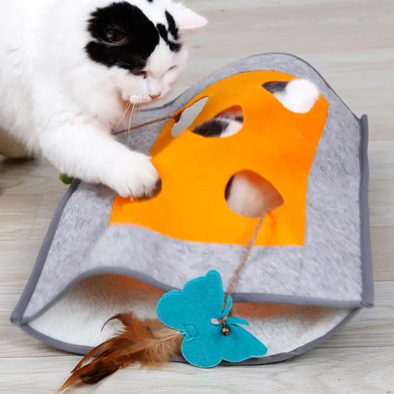 Felt Cat Sleeping Bag Kitten Bed Kennel Blanket Pets Playing Puzzle