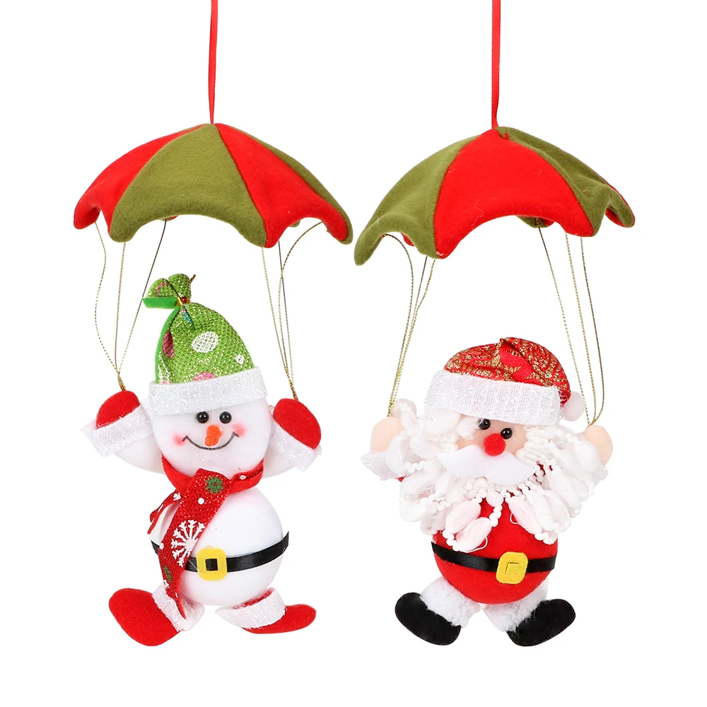 Christmas Home Ceiling Decors Parachute Santa Claus Snowman Christmas Tree Hanging Ornament Santa Doll Party Supplies