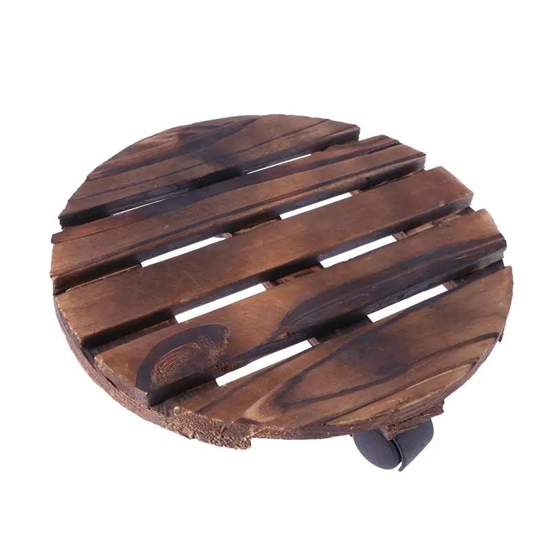 

Rolling Wheeled Practical Durable Wooden Planter Caddy Movable Plant Flower Pot Stand with Wheels for Home Outdoor Garden