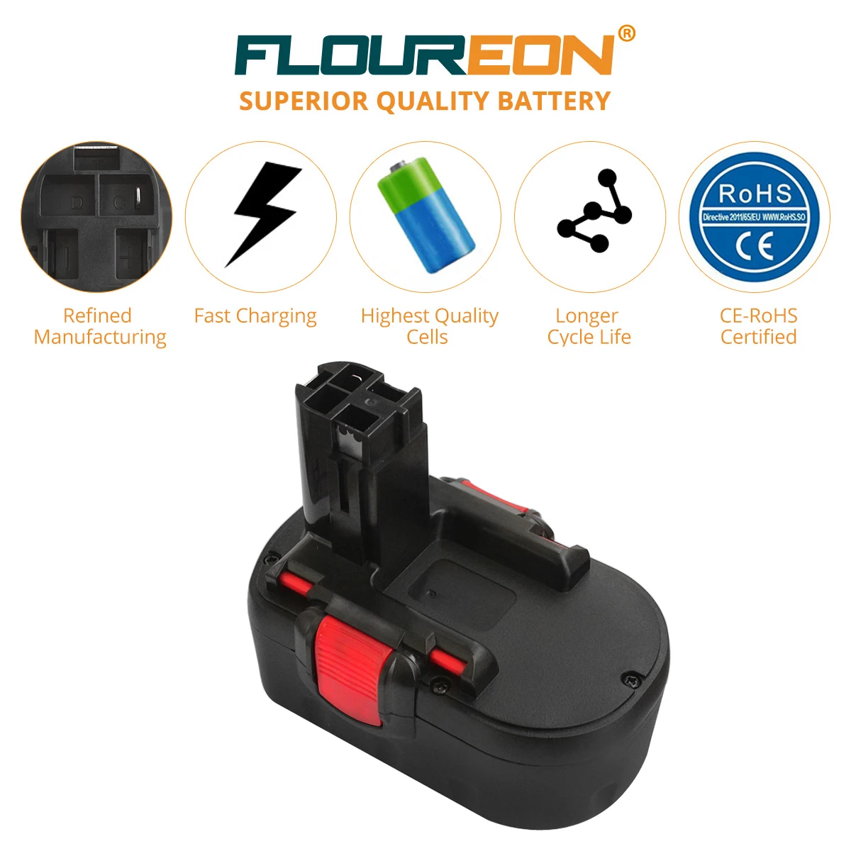 Floureon 18 в 2000 мАч Ni CD запасная батарея для BOSCH GSB VE 2 GDS V HT GSR PSB 18VE PSR