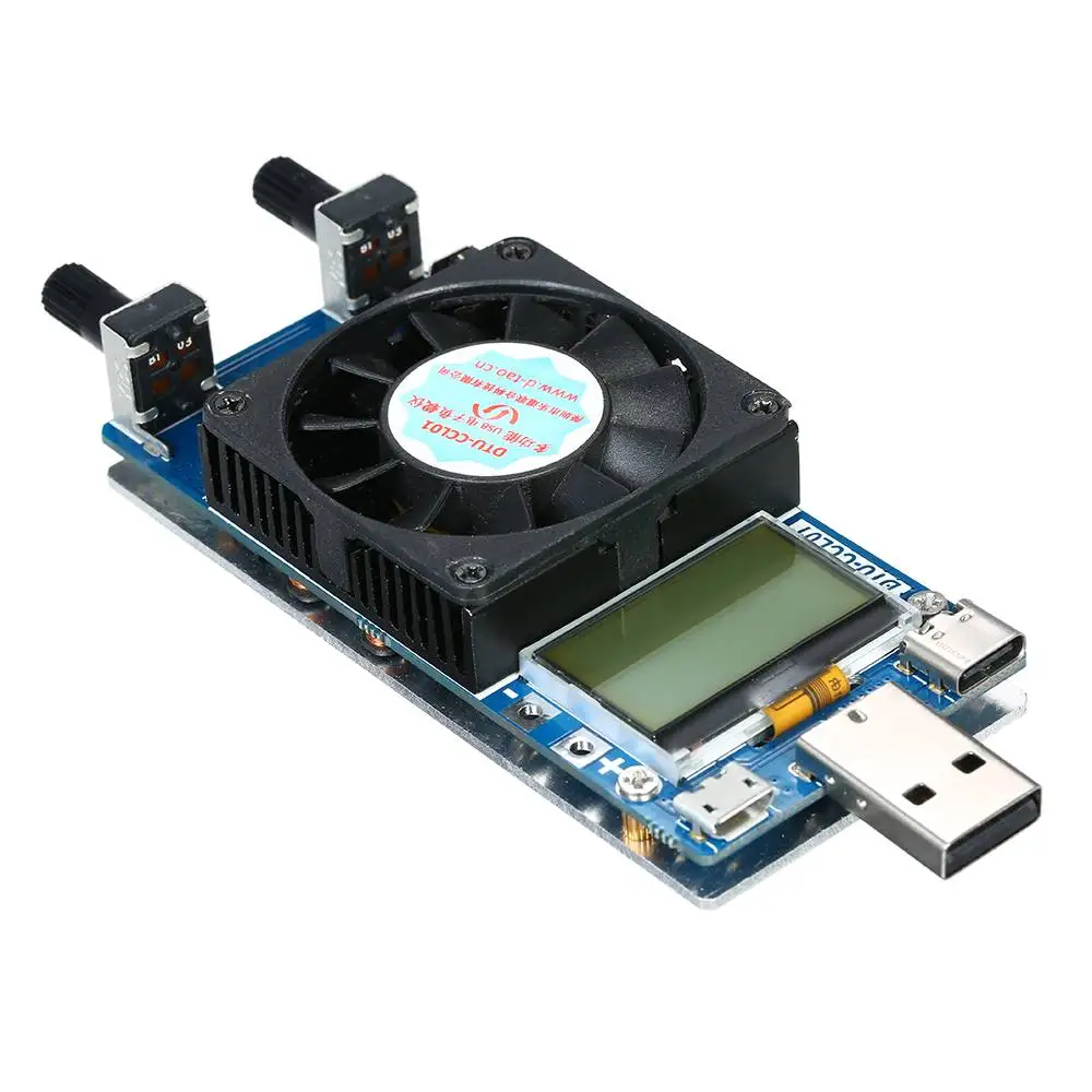 

0.2A-3A 35W LCD USB Electronic Load Module Adjustable Battery Tester with Cooling Fan