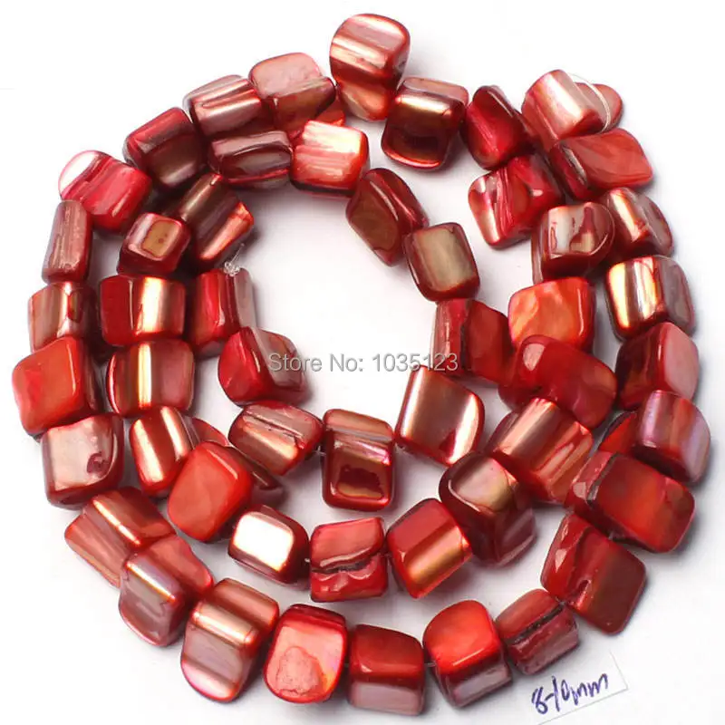 

Free Shipping 8-10mm Pretty Natural Red Shell MOP Freeform Shape DIY Gems Loose Beads Strand 15" Jewelry Making w932