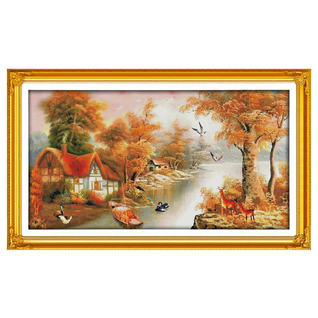 

11CT 3 Strands Printing Cross Stitch Kit DIY Cross-stitch Embroidery Needlework Kit for Home Decor - Mountain with Water