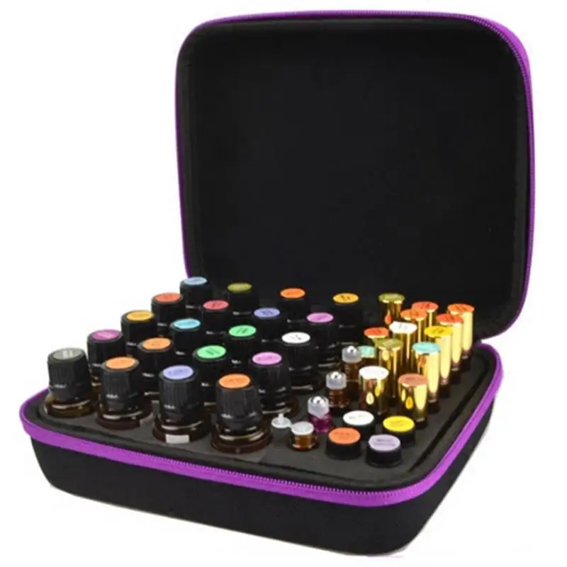 

63 Compartment Aromatherapy Essential Oil Storage Bag EVA Portable 1ml-3ml Roller Essential Oil Bottle Organizer