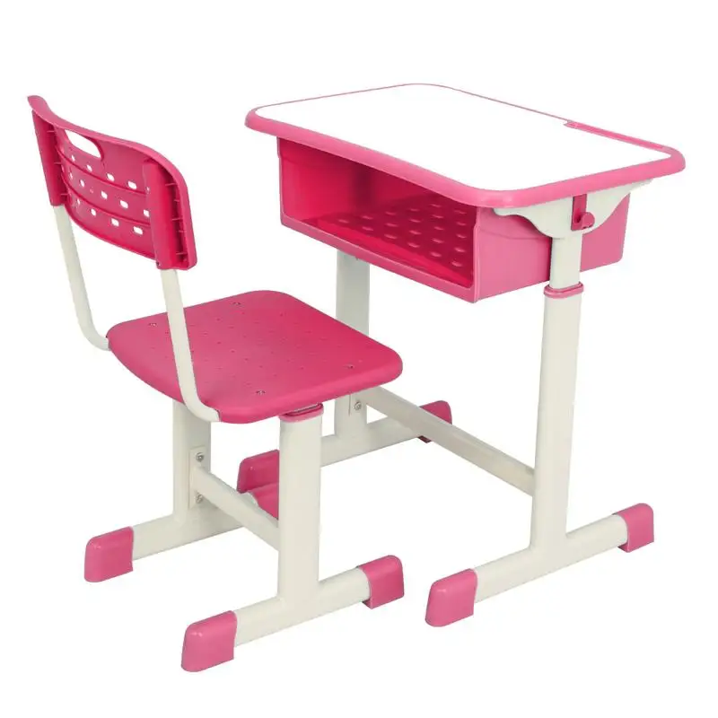 

Adjustable Student Desk And Chair Kit Pink Desktop Size Is 60x40cm, Suitable For Writing, Drawing