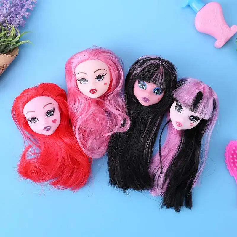 

baby mini doll head accessories toy for babies Fairy Monster Doll Head with Hair PVC Devil Naked Doll Head Toy Accessories