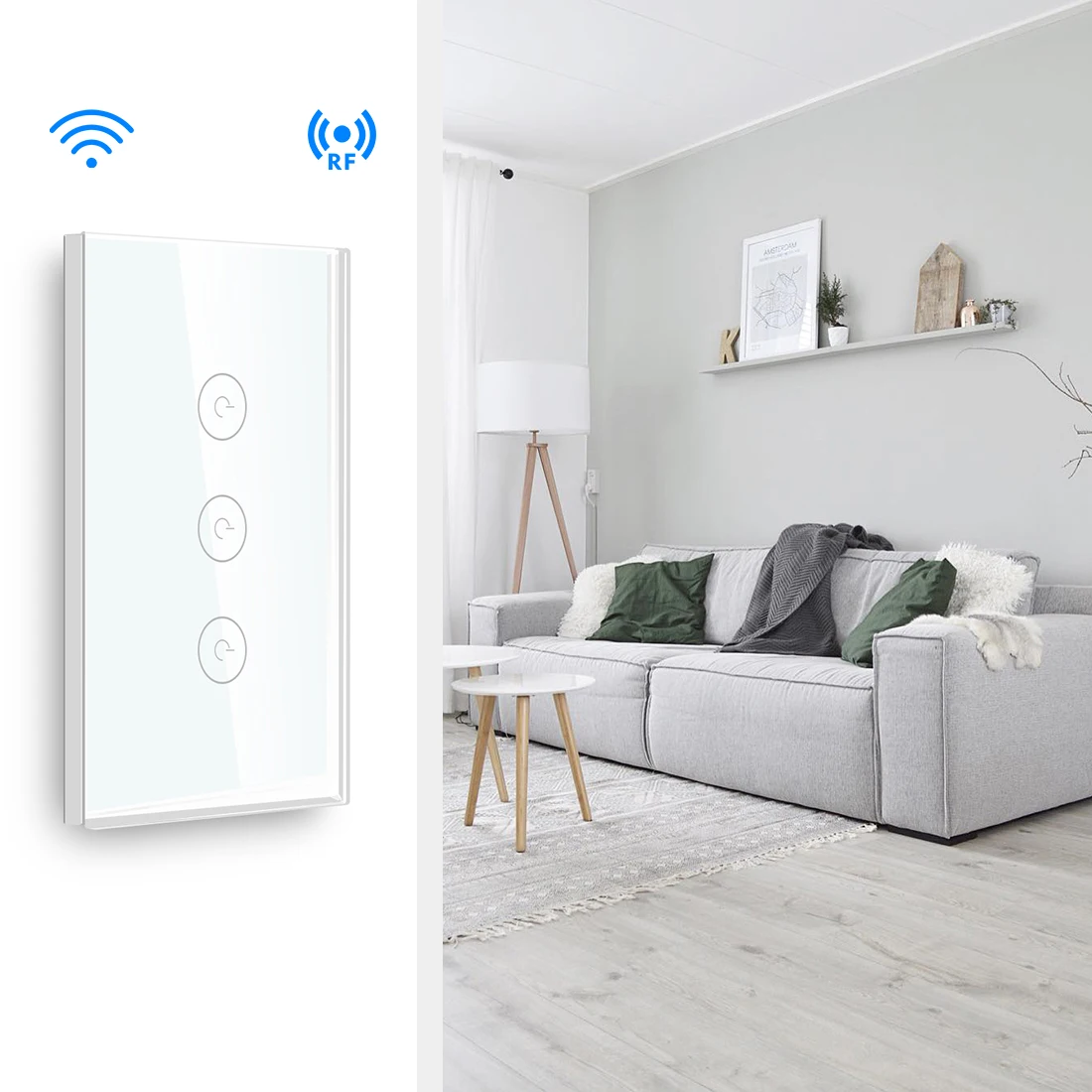BSEED сенсорный переключатель Wi Fi 3 банды 1 способ 118 серии с дистанционным Smart