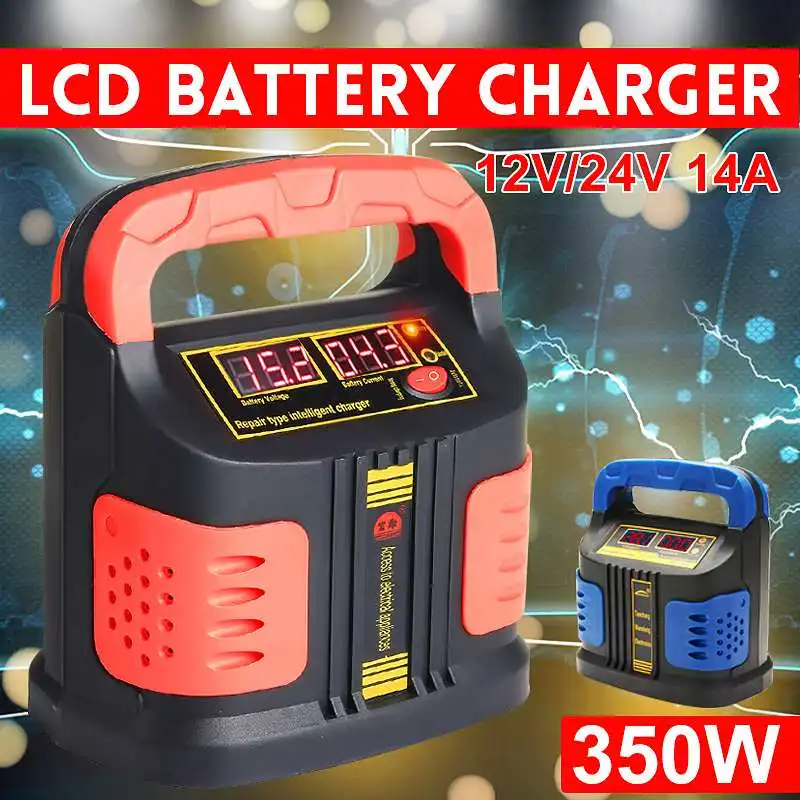 Car Battery Charger Pulse Repair Charger Digital Display 180-250V To 12V/24V Smart Fast Power Charger Battery For Car Motorcycle