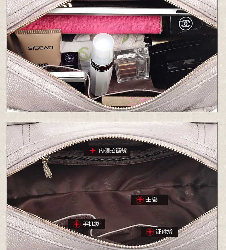 Cuir noir Pour 2018 1201 Mode Main Souple Couche De Nouvelle Sacs En À Tête Femmes Grey Femme Sac Vache Bandoulière Rivet RwTR0qB