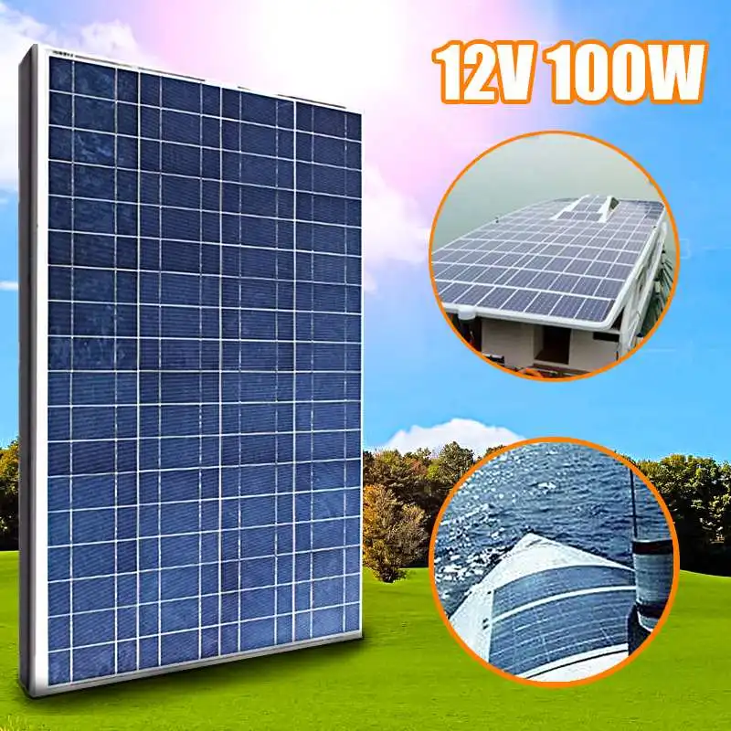 

KINCO 100W 12V PolyCrystalline Solar Panel DIY High Conversion Solar Cell + 2 Clips MC4 Cable For Car Battery Phone Charger