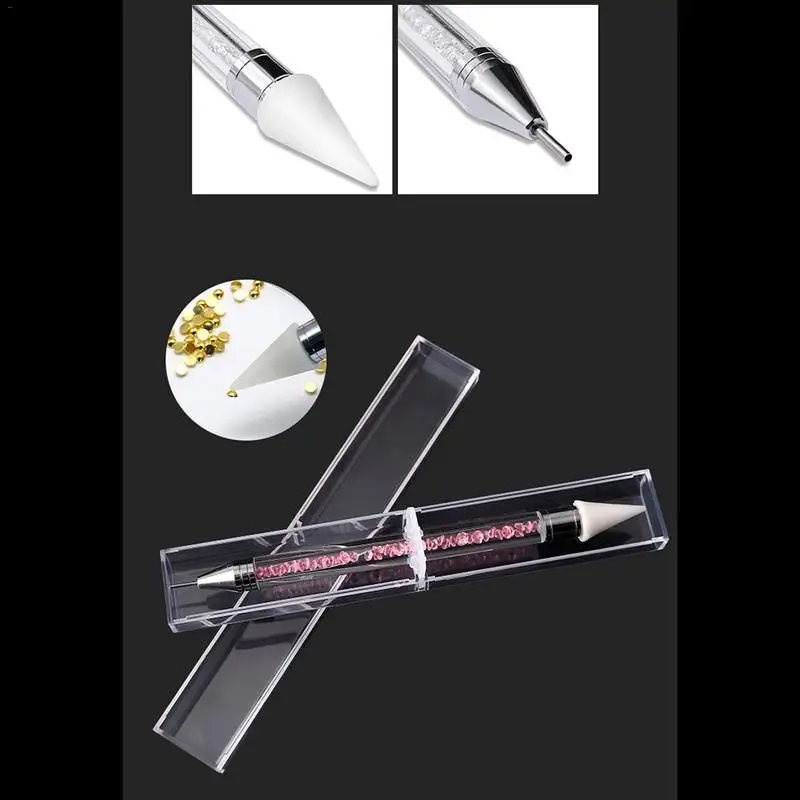 1pc Dual-ended Nail Dotting Pen Crystal Beads Handle Rhinestone Studs Picker Wax Pencil Manicure Glitter Powder Nail Art Tools