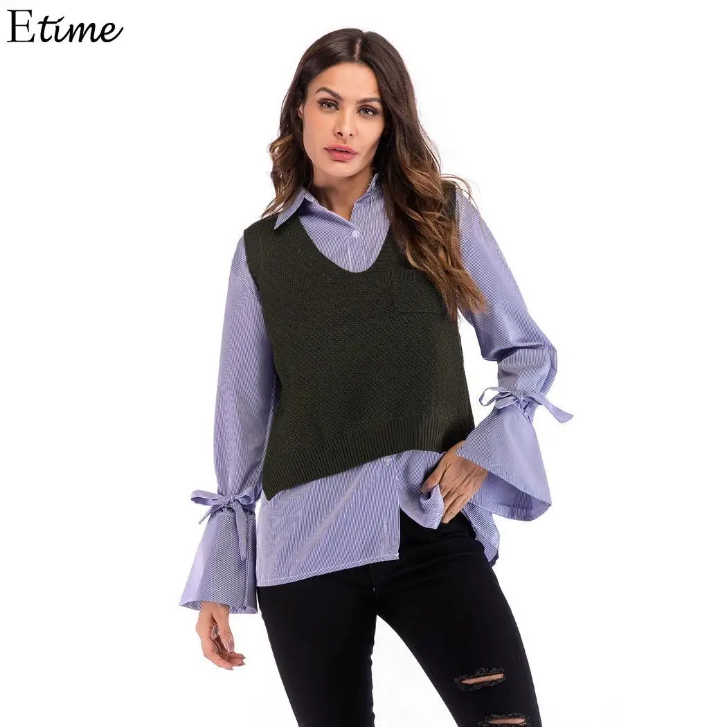 Fanala свитер жилет зимний женский укороченный топ Pull Femme Hiver хаки вязаный 2018