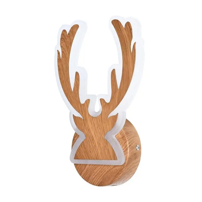

10W 30 LED Creative Deer Head Wall Acrylic Light Bedside Study Art Lamp Minimalist Creative Wooden Light