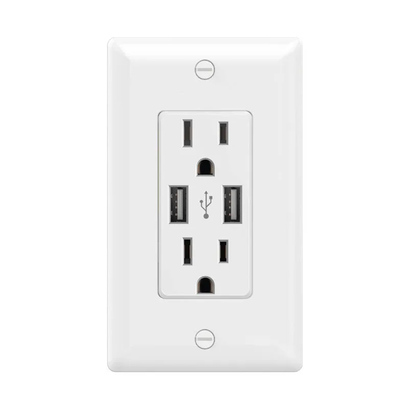 

Fast Charger USB Outlet, Duplex Dual USB Wall Outlet with 15A 110V/120V Tamper-Resistant Electric Receptacle, Childproof USB O