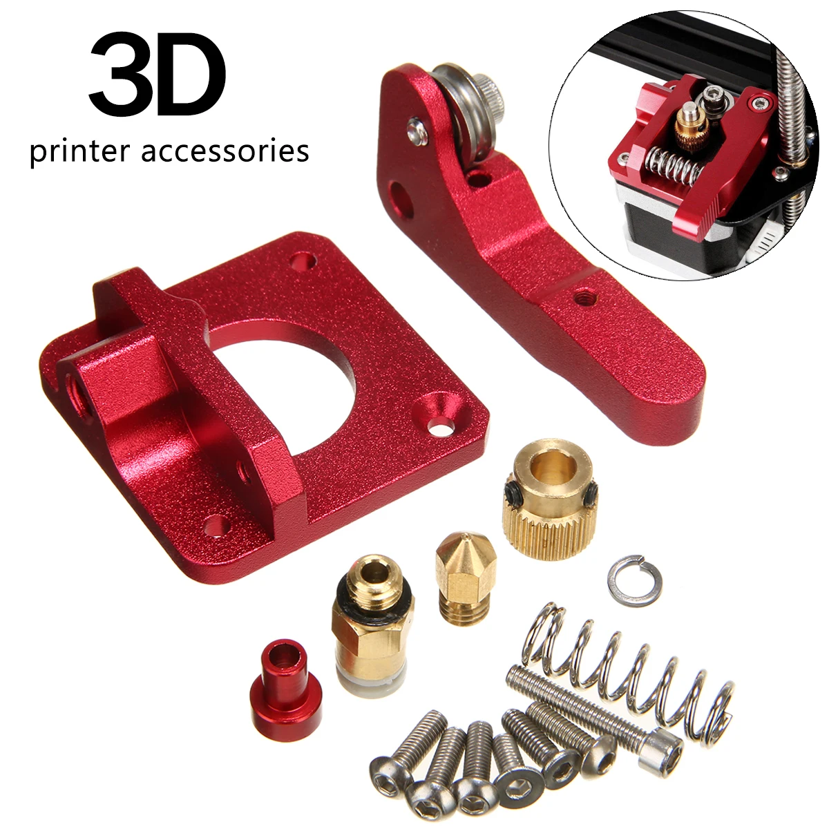 

Red Color Upgrade Aluminum Extruder Drive Feed Frame for Creality Ender 3 3D Printer Accessories