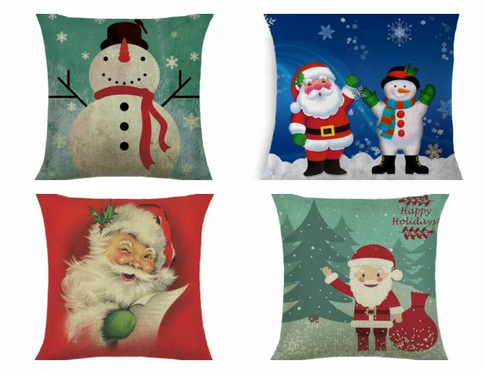

Hglegywchristmas Pillow Case Throw Cushion Case Santa Cotton Linen Soft Room Gifts Single Sides Printing